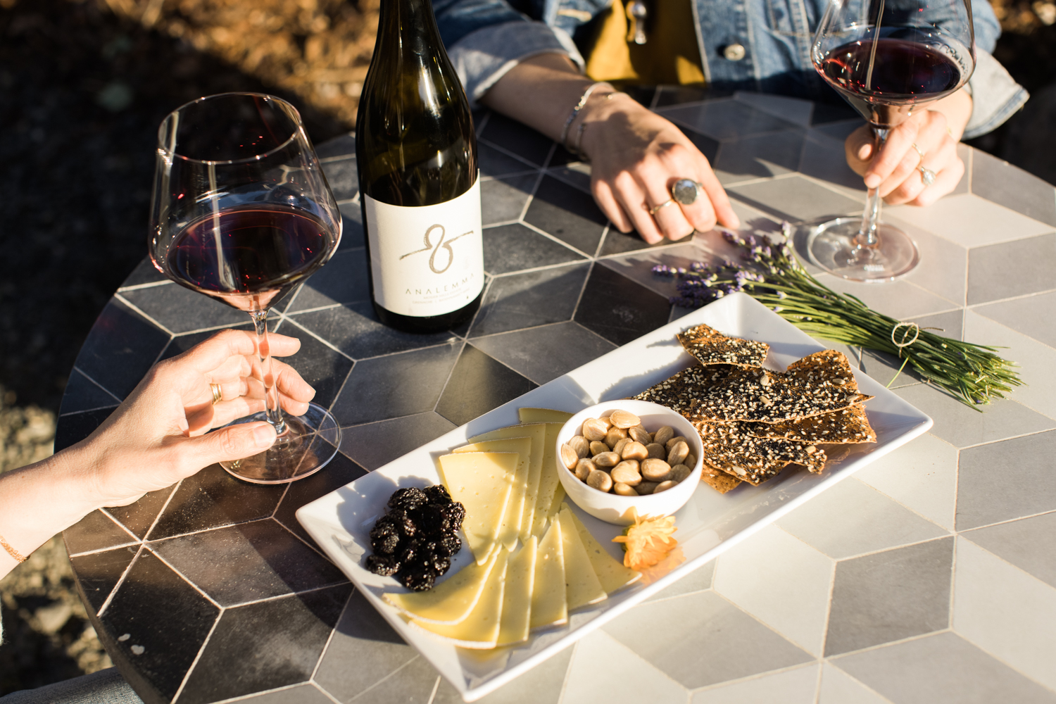 Curated bites plate enjoyed during an Al Fresco tasting at Analemma