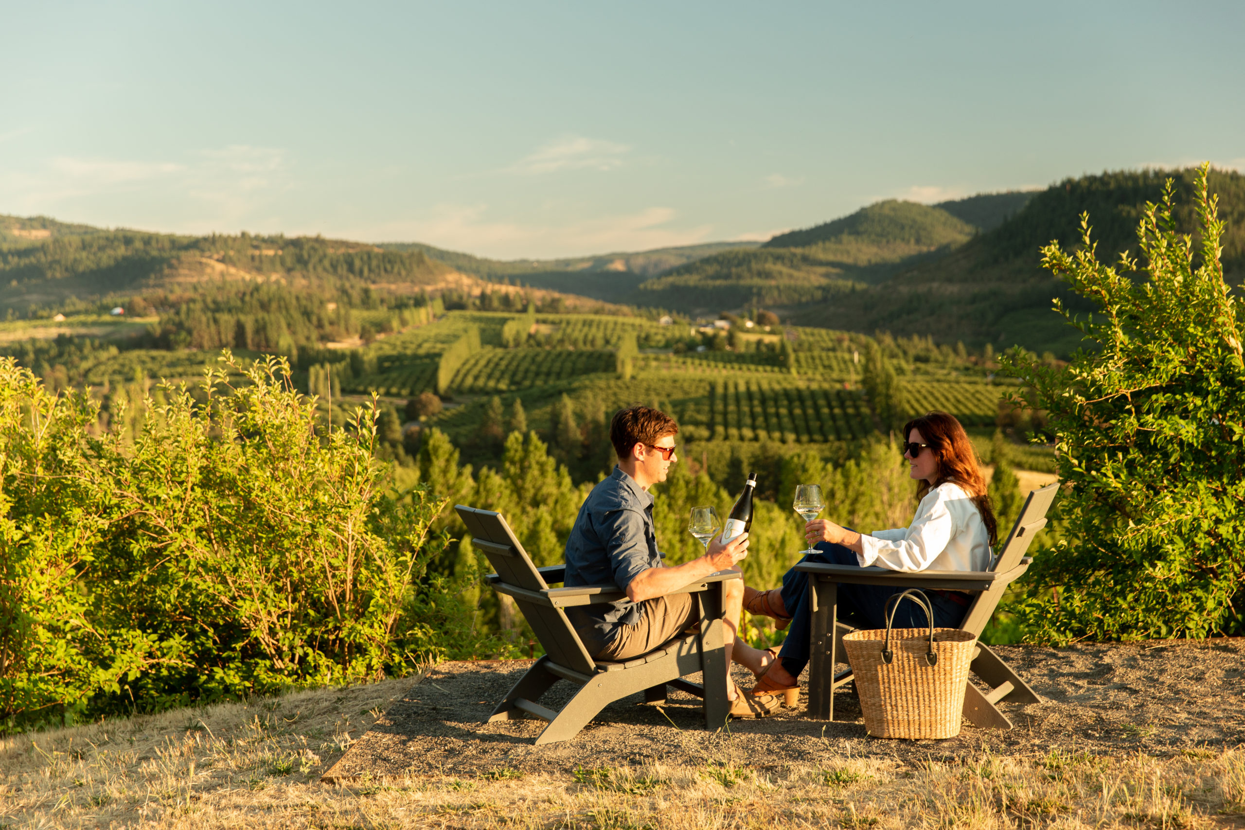 Guests enjoying wine on the upper Vista and Analemma